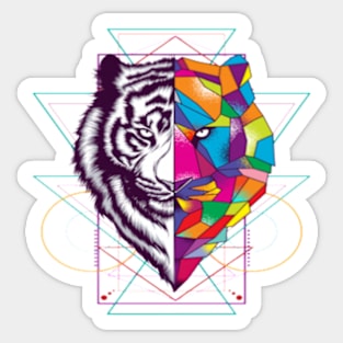 tiger-face-with-sacred-geometry-ornament design - Gifts Sticker